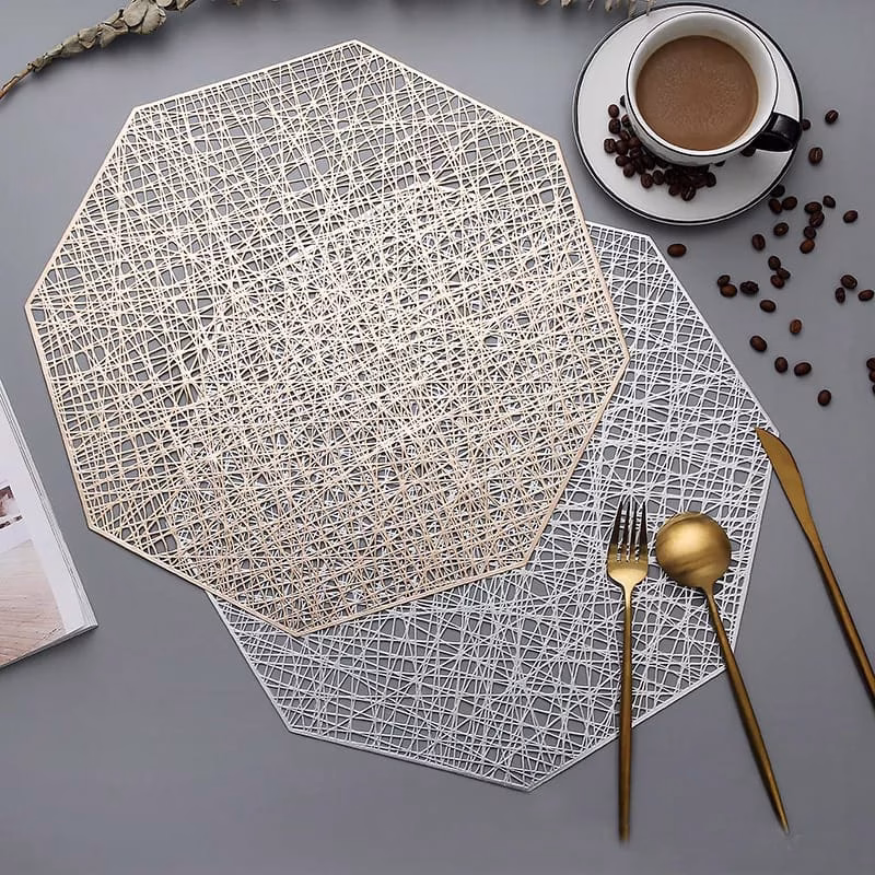 Hexagonal 6pcs PVC Non-woven Table Mats