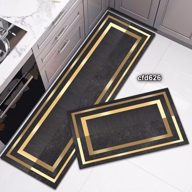 Gold And Grey Design 2pcs Kitchen Mats