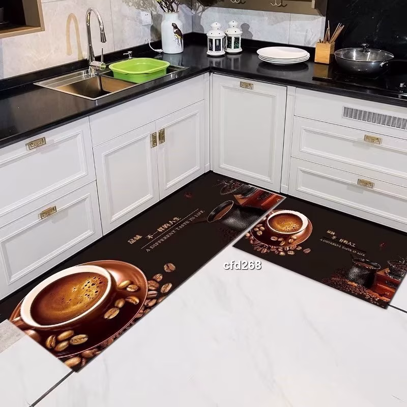Coffee Themed Design 2pcs Kitchen Mats