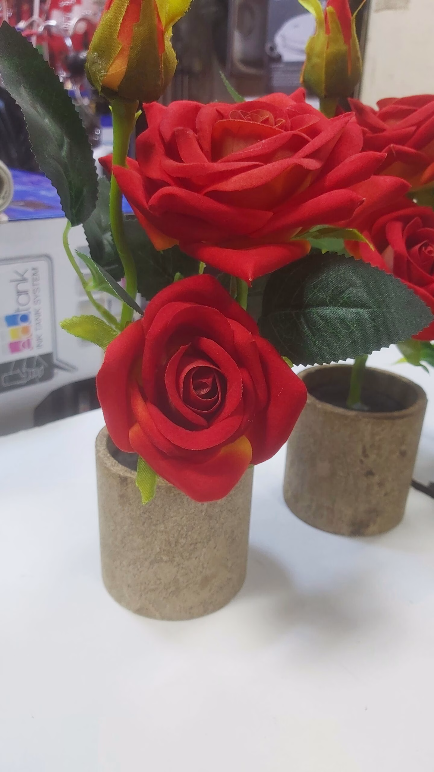 Red Rose Artificial Desk Plant - Image 3