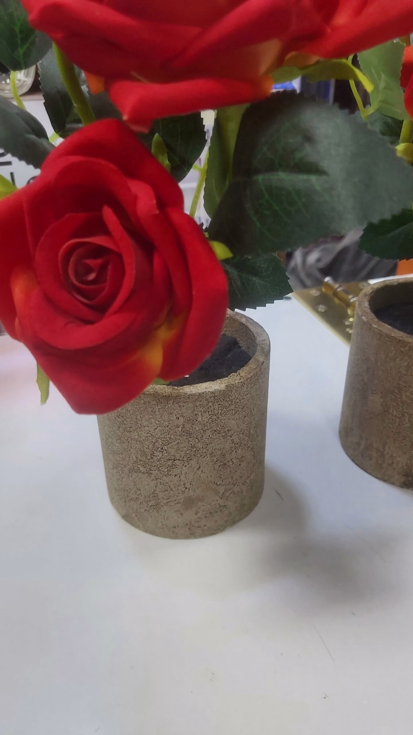Red Rose Artificial Desk Plant - Image 2