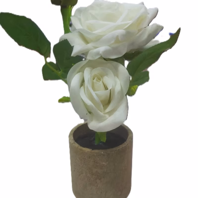 White Rose Artificial Desk Plant