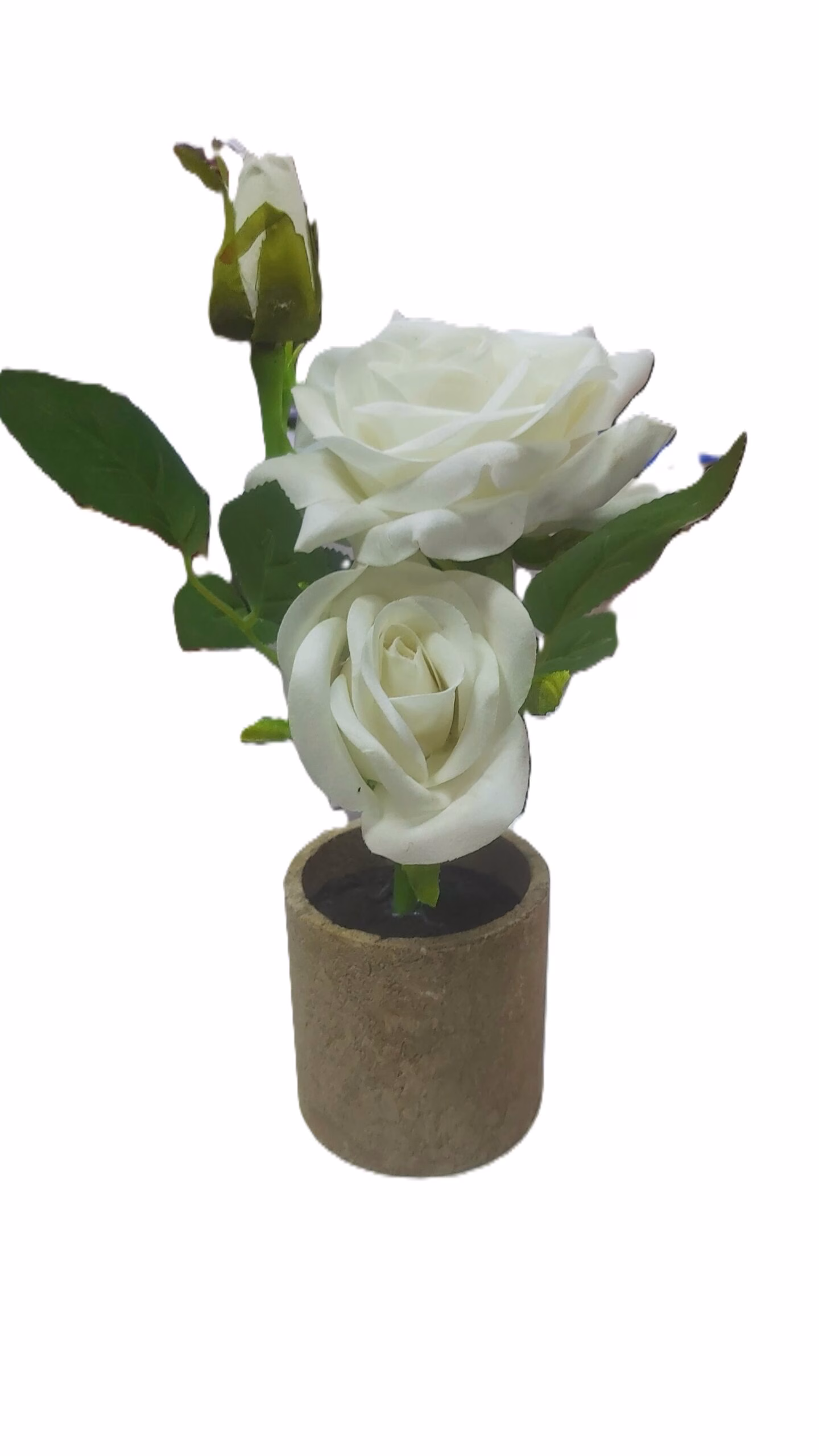 White Rose Artificial Desk Plant
