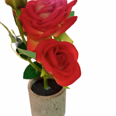 Pink Rose Artificial Desk Plant