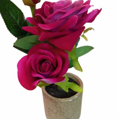 Red Rose Artificial Desk Plant
