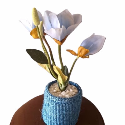 Rose woven basket desk plant