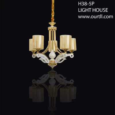 T.L.L H38-5p White And Gold Chandeliers