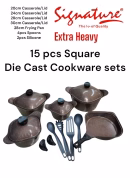 Signature 15 Pcs Square Die Cast Cookware Sets