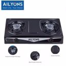 Ailyons Black Tabletop 2 Burner Gas Cookers