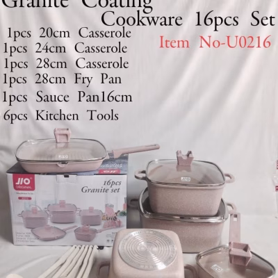 Redberry U0216 16pc Granite Cookware Sets