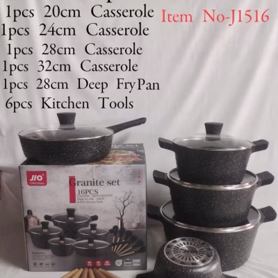 Redberry JS1516 16pc Granite Cookware Sets