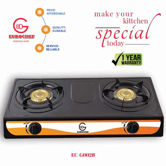 Eurochef EC-G002B 2-Burner Tabletop Gas Cooker
