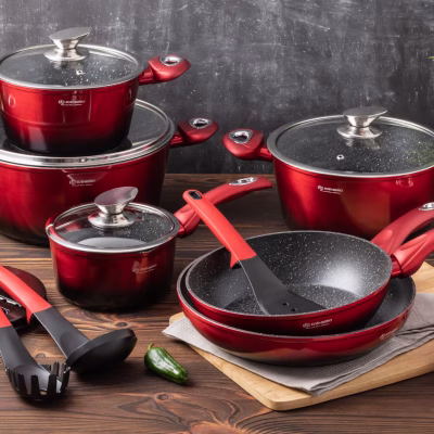 Edenberg EB5619 Wine-red 15pcs Cookware sets
