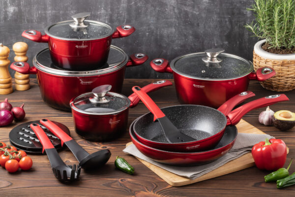 Edenberg EB5619 Wine-red 15pcs Cookware sets