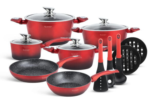 Edenberg EB5619 Wine-red 15pcs Cookware sets - Image 2