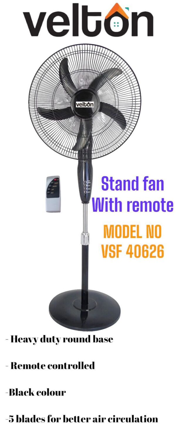 Velton VSF-40626 16' Inch Standing Fan with Remote