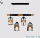 Glolit 9855-4 BK 4-in-1 Hemp Rope Pendant Lights
