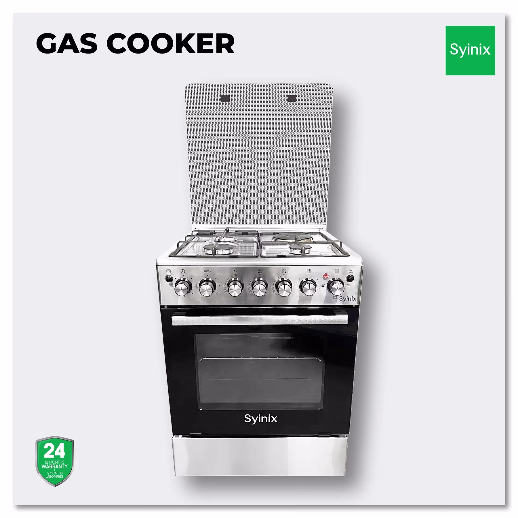 Syinix INOX 60X60 3~Gas+1~Electric Gas cookers