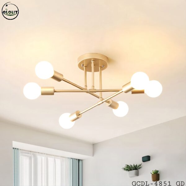 Glolit GCDL 5-Arm Black & Gold Chandeliers - Image 2