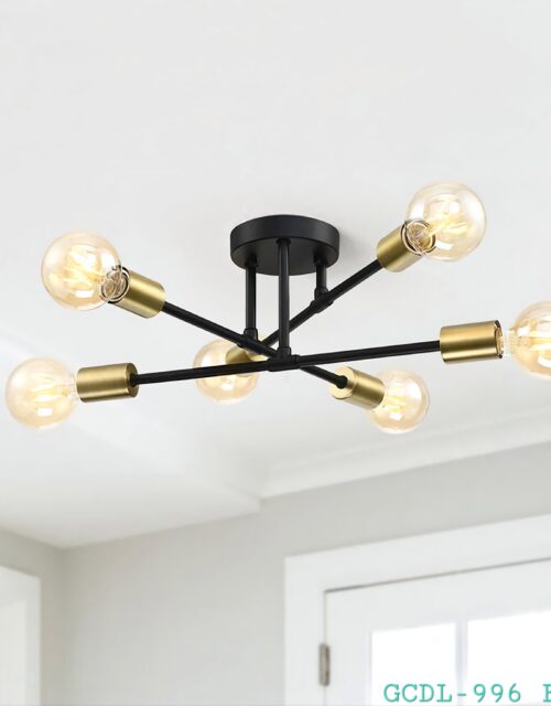 Glolit GCDL 5-Arm Black & Gold Chandeliers - Black with Gold