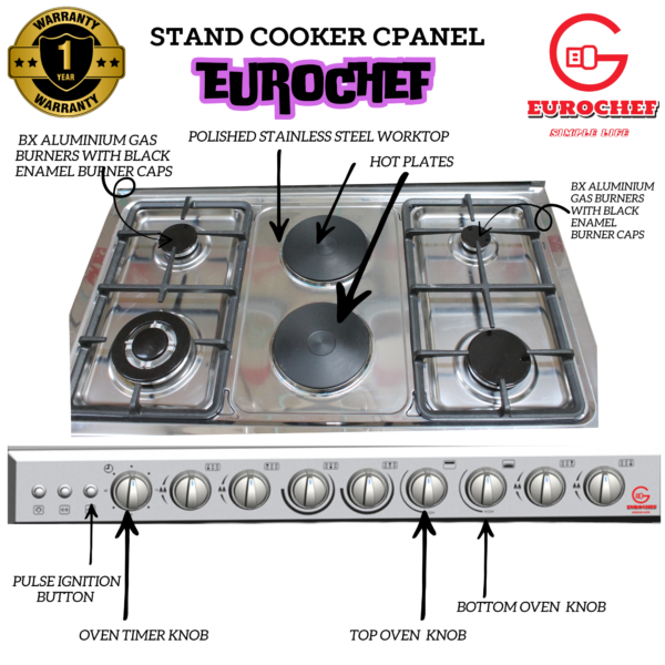 Eurochef EGT-90 4~Gas+2~Electric 60×90 Gas Cookers - Image 3