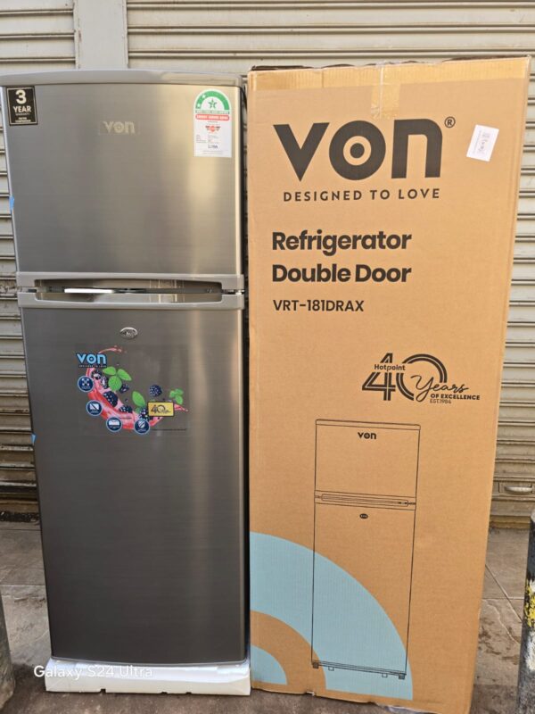 VON VRT-181DRAX Inox 181L Double Door Fridges - Image 3