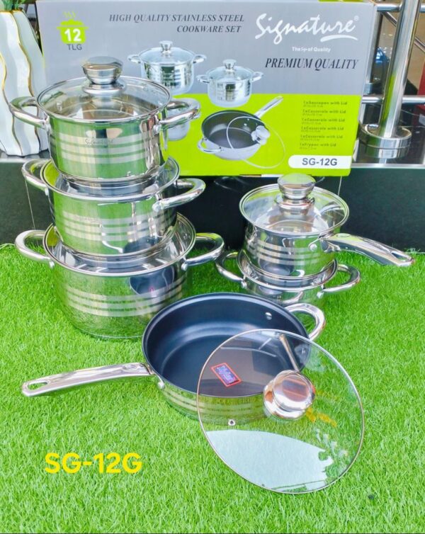 Signature SG-12G 12pcs Induction Base Stainless-Steel Cookware sets