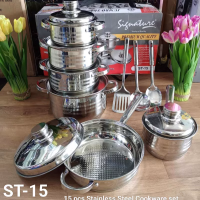 Signature ST-15 15pc Induction Base Stainless-Steel Cookware sets