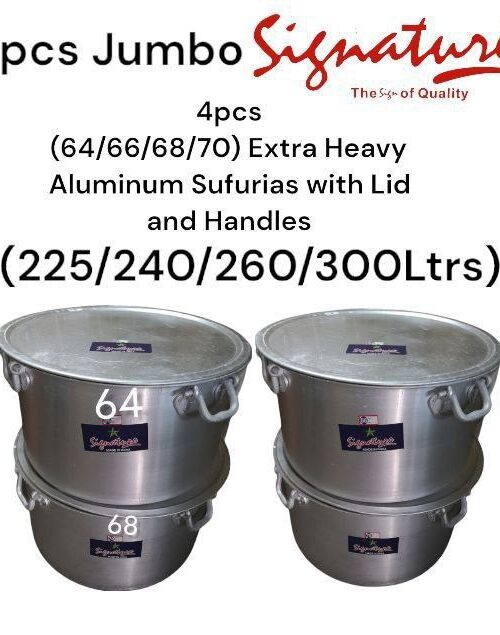 Signature 4pc Jumbo Commercial Heavy-Duty Aluminum Sufurias