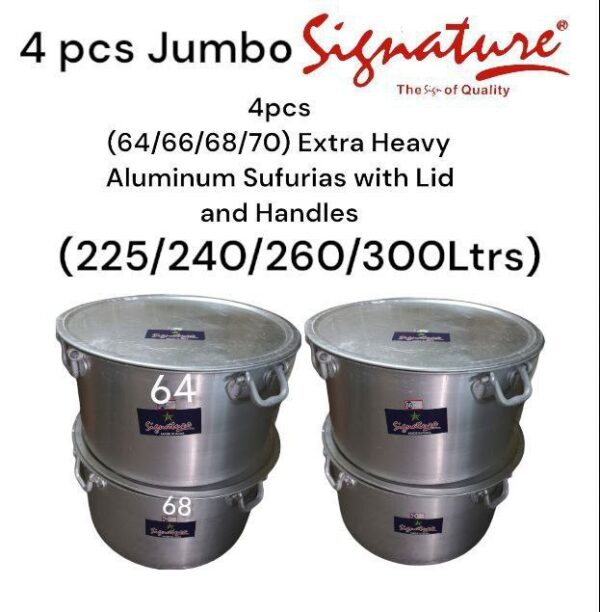 Signature 4pc Jumbo Commercial Heavy-Duty Aluminum Sufurias