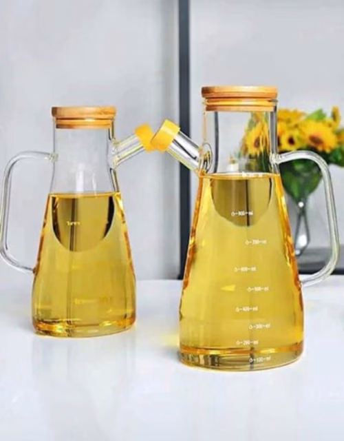 Retroza 900ml Glass Oil Dispenser with Bamboo Lid