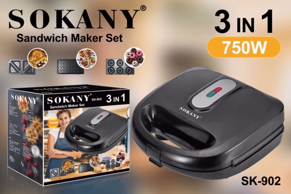 Sokany SK-902 3-in-1 Sandwich Maker