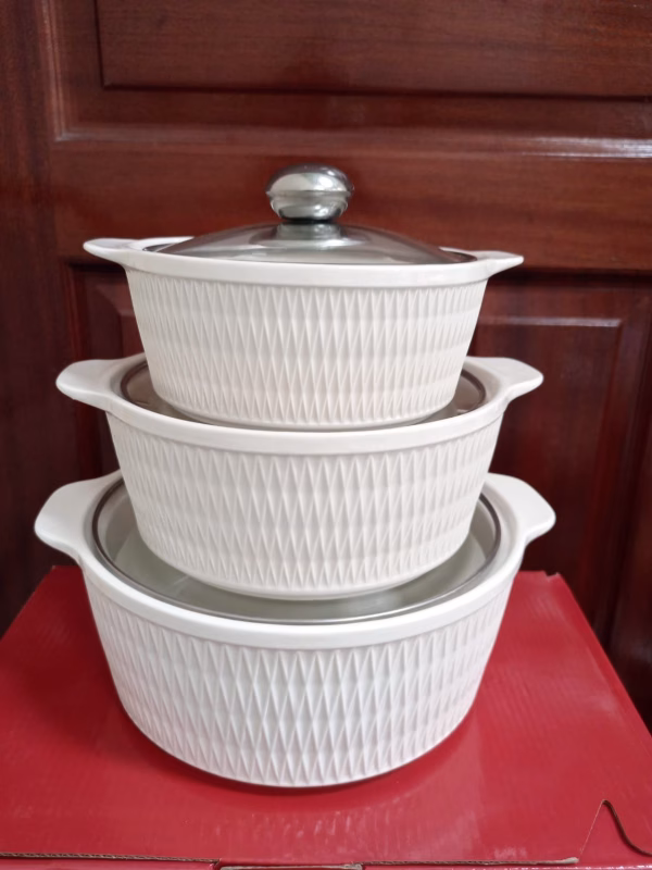 Ceramic 3Pcs Casserole Soup & Serving pots - Image 2