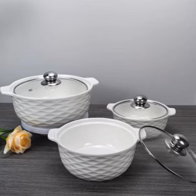 Ceramic 3Pcs Casserole Soup & Serving pots