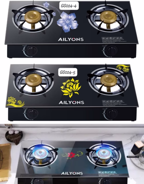 Ailyons GS-014 Series Glass Tabletop Gas Cookers