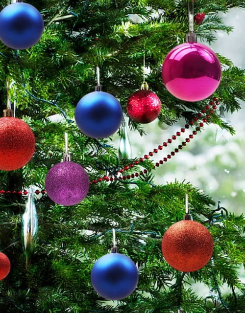 6Psc Christmas Tree Multi-Colored Balls