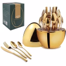 Executive Gold 36pc Egg-Shaped Cutlery Set