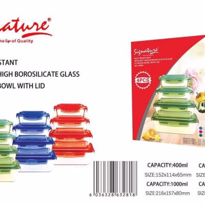 Signature 4Psc Glass Borosilicate Storage Containers