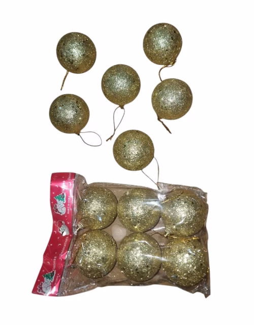 6Pcs Golden Christmas Tree Balls