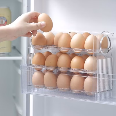 Acrylic 30pcs Egg Tray Fridge Organizer