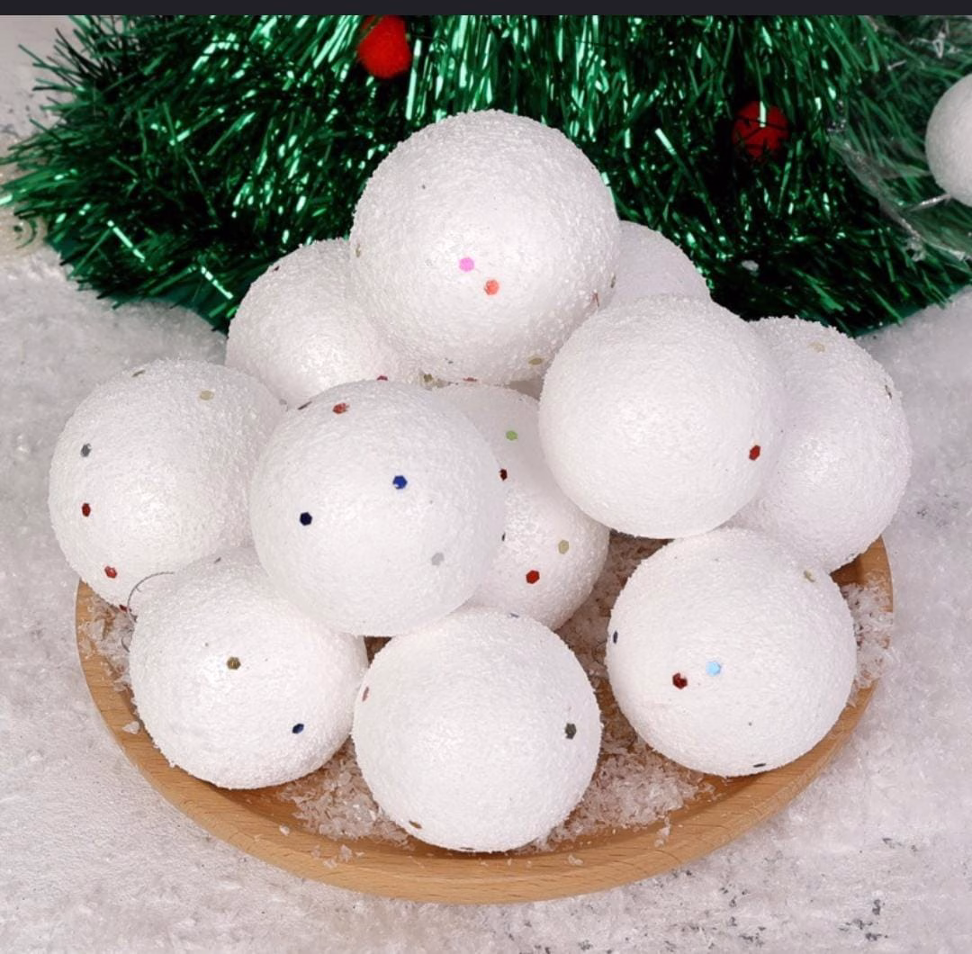 6Pcs White Christmas Tree Frost Balls