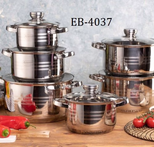 Edenberg EB-4037 12 Pcs Stainless Steel Cookware Set