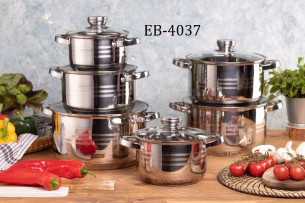 Edenberg EB-4037 12 Pcs Stainless Steel Cookware Set