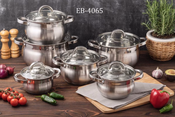 Edenberg EB-4065 12 Pcs Stainless Steel Cookware Set