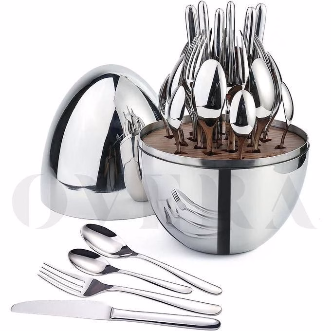 36pc Silver Executive Egg-Shaped Cutlery Set