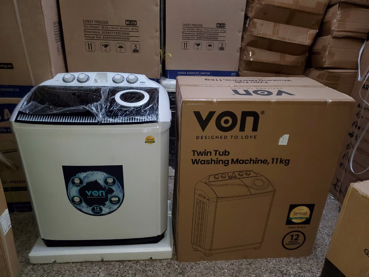 VON VWM-11TALK 11KG Twin Tub Washing Machine - Image 2