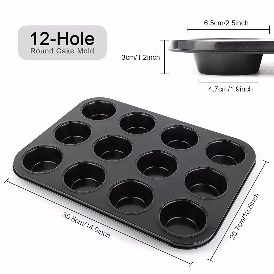 12 Hole Non-Stick Cupcake Baking/Muffin Tray - Image 2