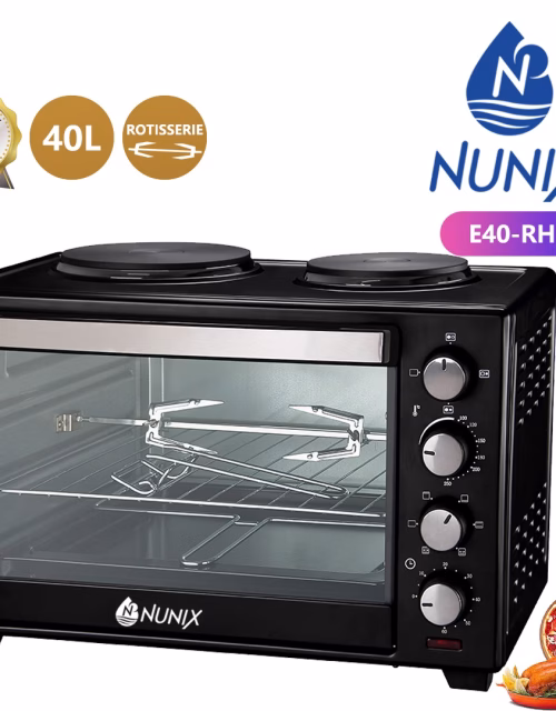Nunix E40-RH 40L Rotisserie Oven With Double Hotplates
