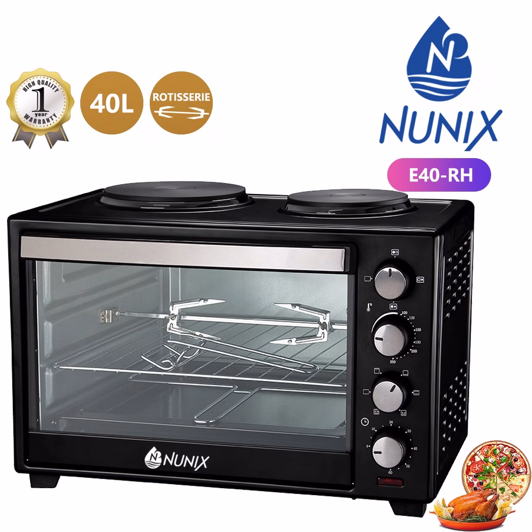 Nunix E40-RH 40L Rotisserie Oven With Double Hotplates