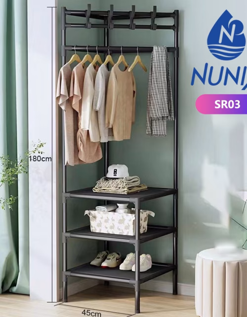 Nunix SR03 Cloth & 3-Tier Shoe Rack